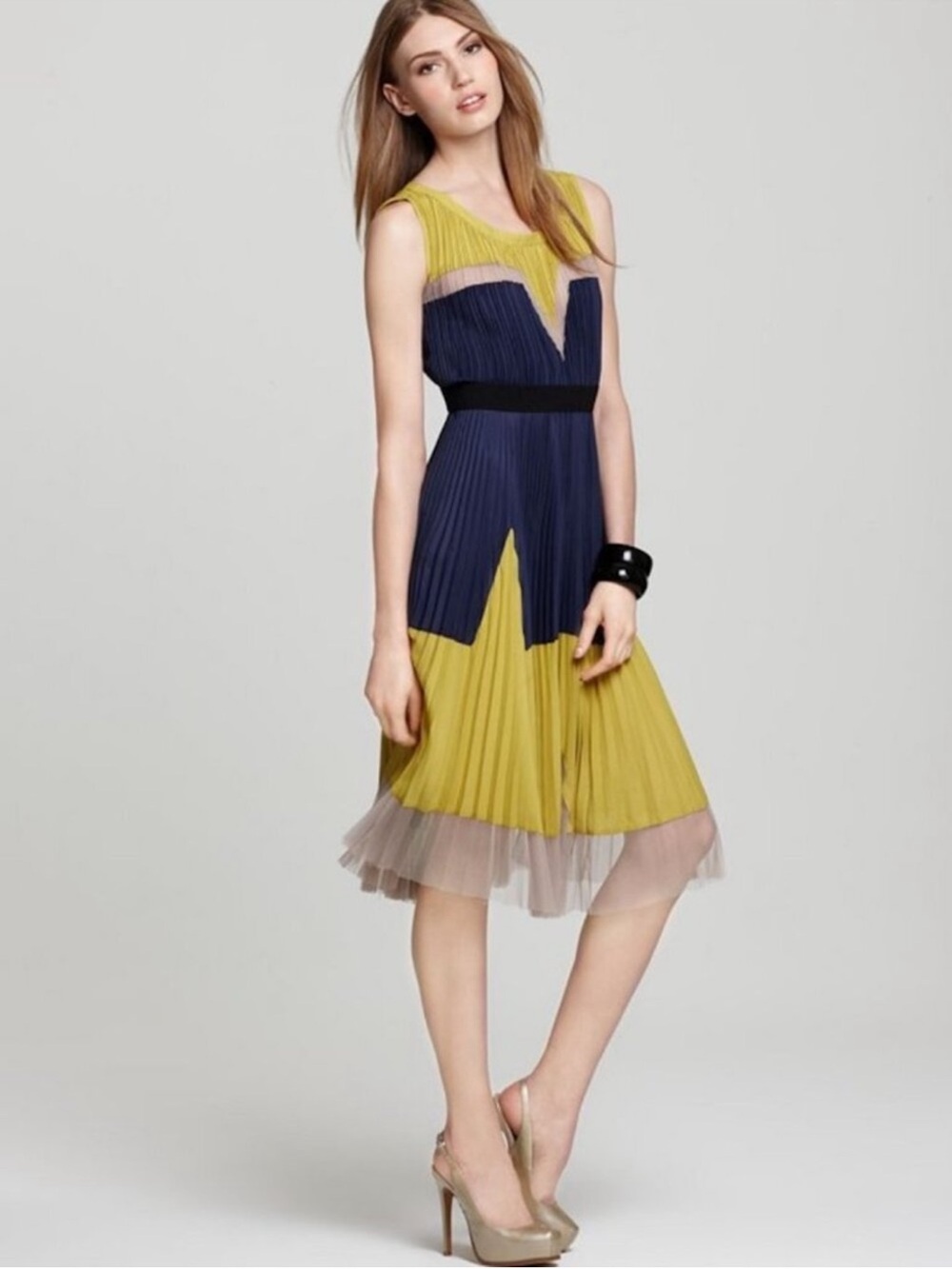 BCBG MaxAzria Lucea Colorblock Pleated Dress